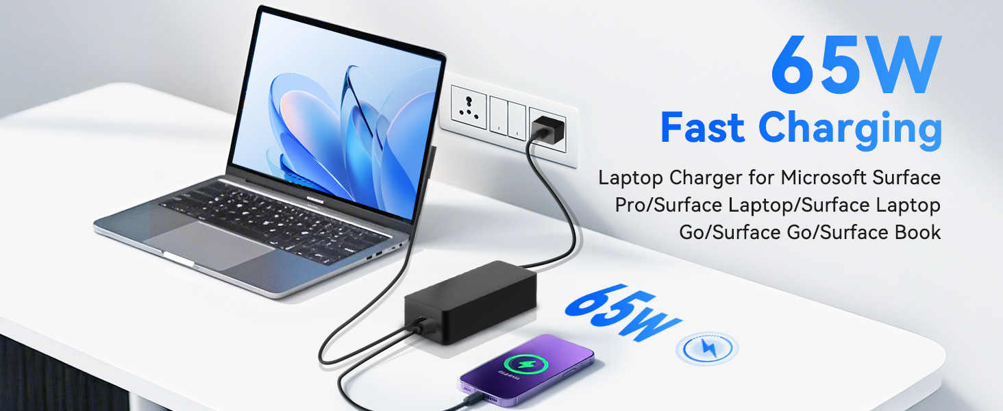 65W Laptop Charger for Microsoft Surface Pro