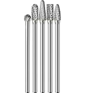 Sworker 5Pcs Long Carbide Burr Set 1/4" Shank Total L 4.3" Die Grinder Bits Rotary Rasp Attachmen...