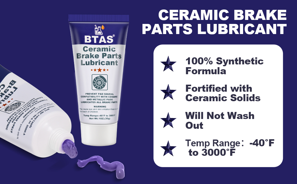 BTAS Ceramic Brake Pad Cailper Pin Lubricant Parts Synthetic Assembly Lube Grease Anti Sseize Squeak