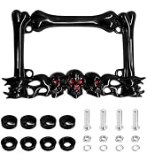 VCYOPN Skull Motorcycle License Plate Frame, Heavy Duty Motorcycle Tag Cover 3D Red Eye Skeleton ...