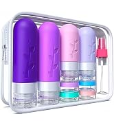 16 Pcs Travel Bottles for Toiletries, Silicone Travel Size Toiletries of Travel Containers Set, R...