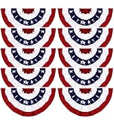 10Pack 2x4Ft American Flag Bunting, Patriotic Pleated Half Fan Flag Outdoor, USA 4th of July Bunt...