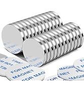 DIYMAG 24 Pack Strong Magnets with Double Sided Adhesive, 1.26" x 0.12" Round Permanent Powerful ...