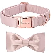 Unique style paws Dog Collar, Pink Silk Dog Collar with Bow, Soft Bowtie Adjustable Pet Collar Gi...