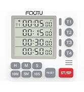 FCXJTU Digital Dual Kitchen Timer, 4-Channel Magnetic Countdown Timer for Cooking, On/Off, Large ...