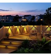 ROSHWEY Solar Fence Lights Outdoor,12 Pack Waterproof Stair Step Wall Light 5 Lighting Modes for ...