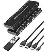4 Port RCA to HDMI Converter, Dual AV to HDMI Converter Supports 16:9/4:3 Composite to HDMI Adapt...