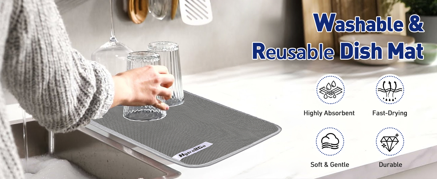 washable reusable dish mat