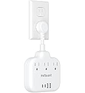 Multi Plug Outlet Splitter, 0.2ft Ultra-Short Cord Power Strip, 3 Outlets, 4 USB Ports, Multiple ...