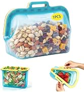MEVIBOR Silicone bags for food storage, No Harsh Smells, 6-Cup / 50 oz Stand-Up Pouch with Auto-C...