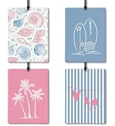 BILLAION Preppy Girly Beach Coconut Car Air Freshener 4 Pcs, Coastal Surfboard Palm Tree Seashell...