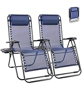 NEWBULIG Zero Gravity Chair Set of 2, Lounge Chair Folding Portable Adjustable Camping Reclining ...
