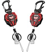 Retractable Keychain, Heavy Duty Carabiner Badge Holder, Tactical ID Badge Reel with 28'' Coated ...