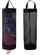 TOGETRUE Plastic Bag Holder, Grocery Bag Holder Mesh Hanging Storage Bag Dispenser (Black 2 Packs)
