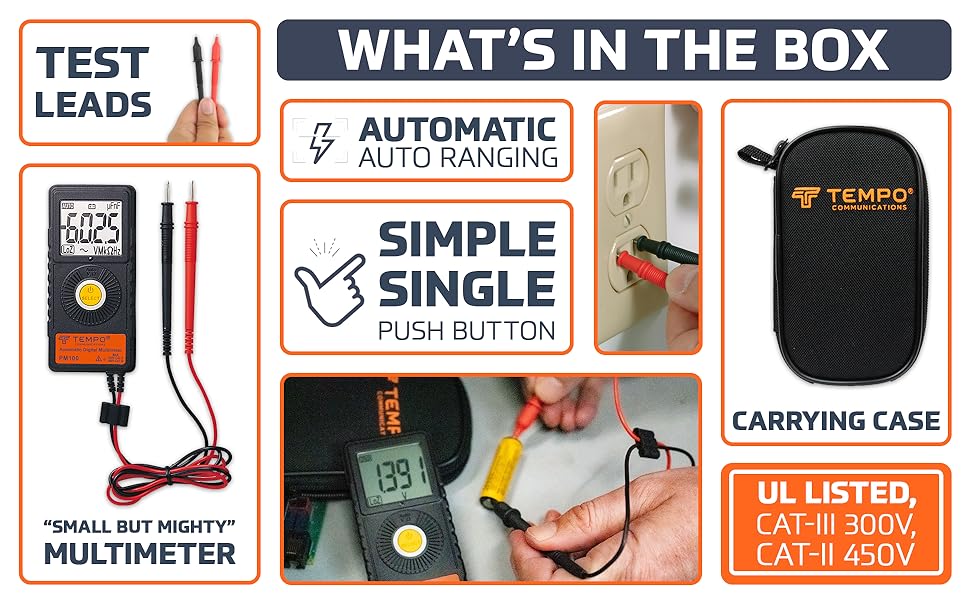 Tempo Communications Pocket Multimeter for Wiring Network Professional Technicians Electricians