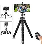 Phone Tripod,Portable and Flexible Adjustable Cell Phone Stand Holder with Remote and Universal C...