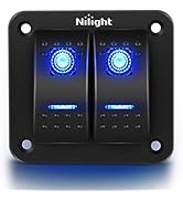Nilight 90106B 2 Gang Rocker Switch Panel 5 Pin On Off Pre-Wired Rocker Switch Aluminum Panel Wat...