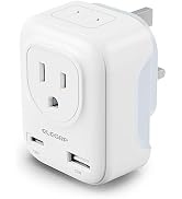 ELEGRP UK Travel Plug Adapter, US to UK Plug Adapter Converter with USB-A & USB-C ports, Type G T...