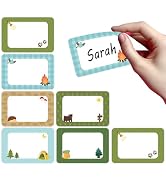 Whaline 180 Pcs Camping Name Tag Stickers Self-Adhesive Nameplate Decal Camper Tent Woodland Fore...