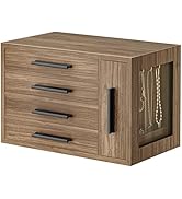 HOOBRO Jewelry Box for Women, Wooden Jewelry Organizer with Transparent Window, 4-Layer Jewelry O...