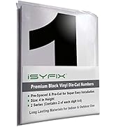 iSYFIX Black Vinyl Numbers Stickers - 4 Inch Self Adhesive (2 Sets) - Premium Decal Die Cut and P...