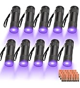 yikosam 10 Pcs UV Black Light Flashlights Bulk, 9 Led 395-400nm Mini Blacklight Handheld Portable...