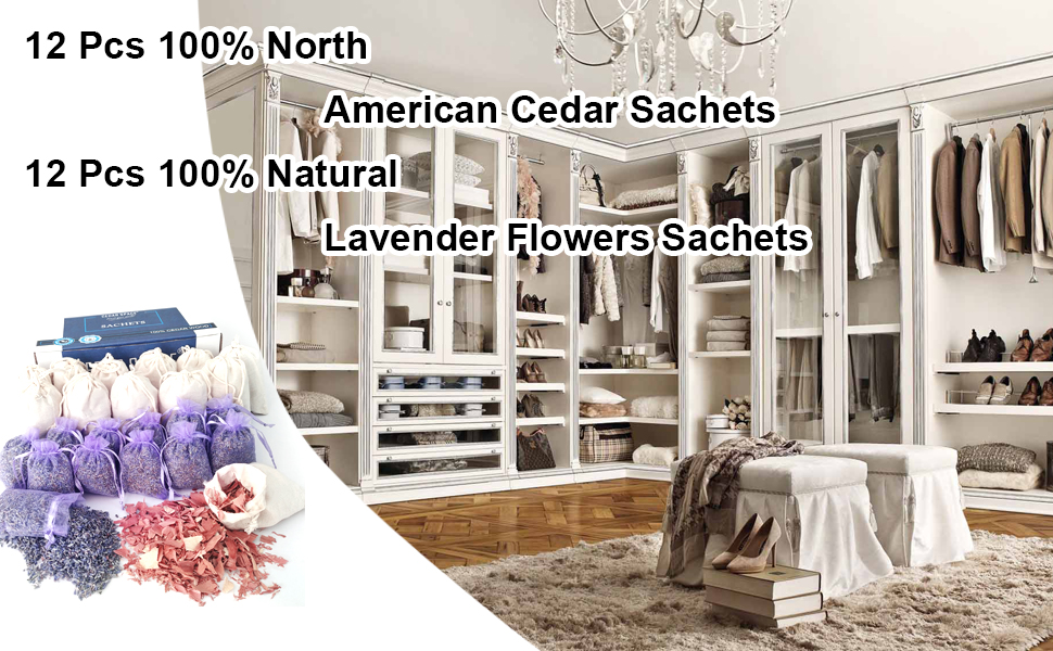 12 Cedar Sachets + 12 Lavender Sachets