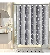 AmazerBath Shower Curtain Grey, Geometric Cloth Shower Curtain Sets with 12 Shower Curtain Hooks,...