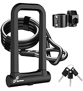 Sportneer Bike Lock: 18mm Heavy Duty Anti Theft Bike U Lock with 5ft Security Steel Cable - Shack...