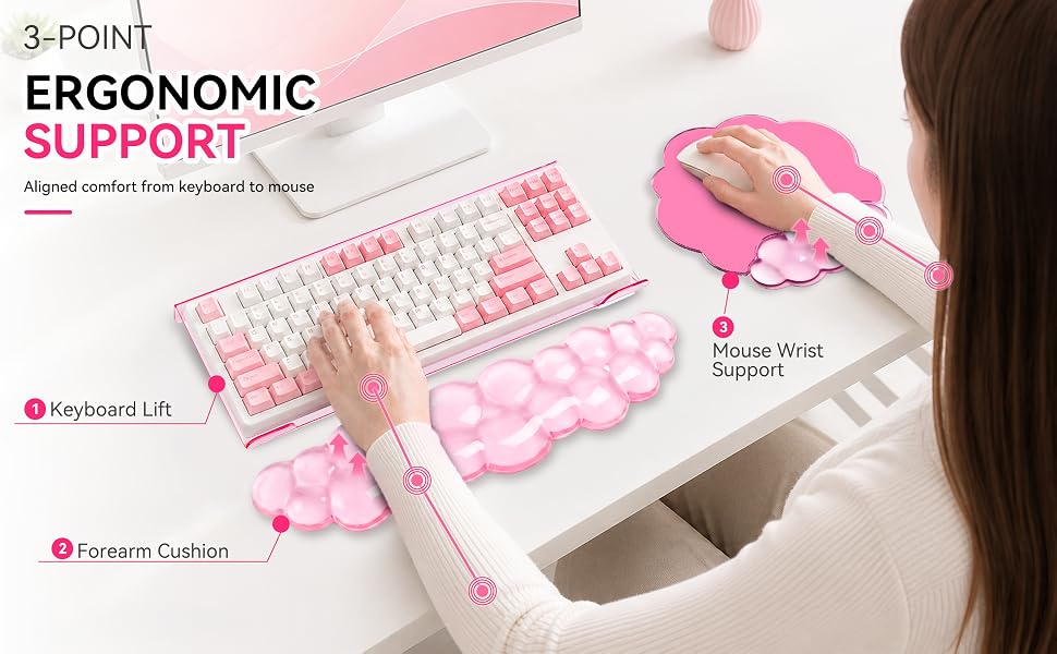 keyboard wrist rest wrist support gel pad cloud keyboard riser stand desk acrylic mouse pad