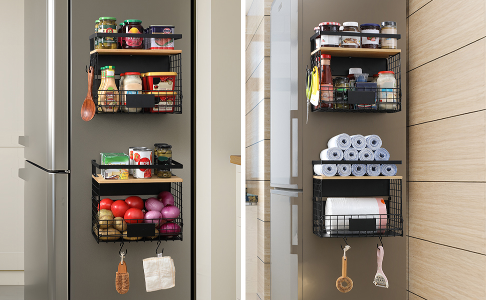 Magnetic Shelf Basket Spice Rack for Fridge