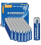 Powermax 100-Count AAA Batteries, Ultra Long Lasting Alkaline Battery, 10-Year Shelf Life, Reclos...