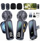 Wireless Lavalier Microphone, Mini Magnetic Clip-On Mic with LED Display, 2.4GHz Plug & Play Mic ...