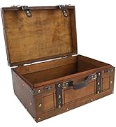 Domary Vintage Distressed Wooden Chest Storage Trunk Handbag for Clothes Toys Photo Prop (Large)