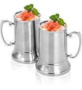 Goaste 2 Packs Tankard Style Beer Mugs, 20 OZ Double Walled Stainless Steel Beer Stein, Heat Insu...