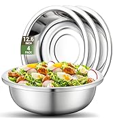 Offiper 304(18/8) Large Stainless Steel Mixing Bowls Set, 4 Pack 12.6" 6.34 Quart Big Silver Meta...