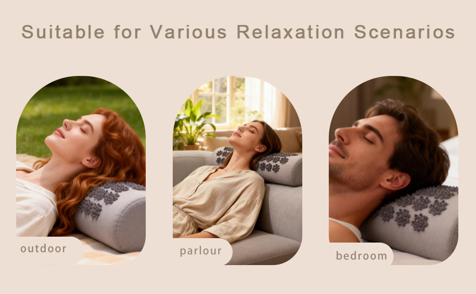 Acupressure neck pillow used at home living room and bedroom relaxation