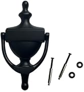QCAA Solid Brass Door Knocker, 7", Matte Black, Made in Taiwan, 1 Pack