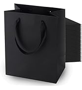 MOXARYSU Black Gift Bags With Handles: 8x5x10 Inch 30pcs Black Paper Bags Medium Bulk For Party S...