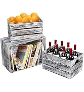 SeekElegant Set of 3 Wood Nesting Storage Crates with Handle(Large,Medium,Small), Farmhouse Decor...