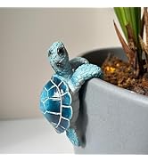 CYjorkbgg Blue Turtle Planter Decorations - Resin Hanging Sea Turtle for Pot Tortoise Figure Plan...