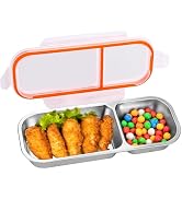 Mity rain Stainless Steel Snack Containers Reusable with Lids - 2 Compartment Leakproof Snack Box...