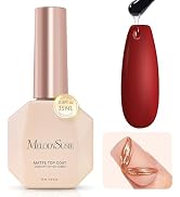 MelodySusie Matte Gel Top Coat - 15ml Powder-Resist Formula, Long-Lasting UV Curable for Detail C...