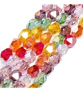 Songxi 40pcs AB Rainbow Color Multi-Faceted Shape Glass Beads for Jewelry Making, 9x7mm Handmade ...