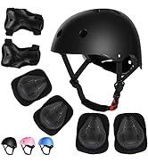 Kids Bike Helmet Set Skateboard Knee Pads, Helmet Pad Set Protective Gear Set Adjustable for Girl...