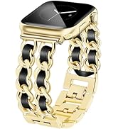 JR.DM Gold Watch Bands for Women Compatible with Apple Watch Band Leather 38mm 40mm 41mm 42mm (S1...