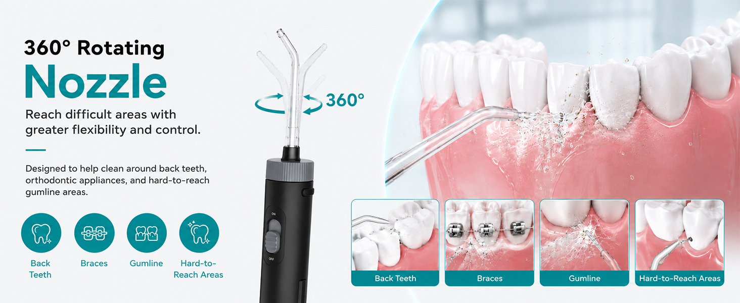 SimpliCare FC1761 countertop water flosser with 10 pressure levels, 600ml tank and 8 tips.