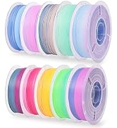 RAMBERY Matte Rainbow PLA 3D Printer Filament Bundle, 10 Colors Total 10kg, 1.75mm Multicolor Gra...