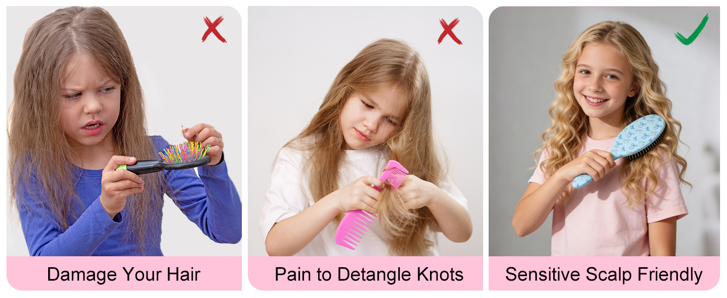 Girls Brush Kids Detangling Brush for Curly Hair