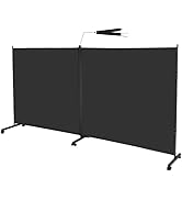 MAYOLIAH Indoor Room Divider 2 Large Panels on Wheels, 142”W x 75”H Rolling Privacy Screen, Porta...